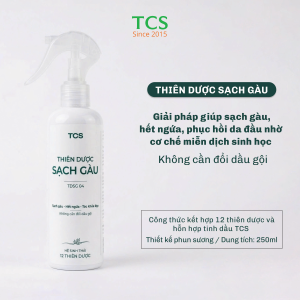 Tiêu đề: Xịt Thiên Dược Sạch Gàu TCS (Dung tích 250ml) Nội dung: Sản phẩm Thiên Dược Sạch Gàu từ hệ sinh thái TCS là giải pháp chuyên biệt giúp loại bỏ gàu, hết ngứa và phục hồi da đầu hư tổn. Với cơ chế miễn dịch sinh học độc đáo, sản phẩm cho phép người dùng điều trị gàu hiệu quả mà không cần đổi dầu gội thường dùng. Thành phần: Kết hợp 12 loại thiên dược và hỗn hợp tinh dầu TCS nguyên chất. Thiết kế: Dạng xịt phun sương tiện lợi, thẩm thấu nhanh. Dung tích: 250ml. Công dụng: Sạch gàu, giảm ngứa, giúp tóc khỏe đẹp tự nhiên.